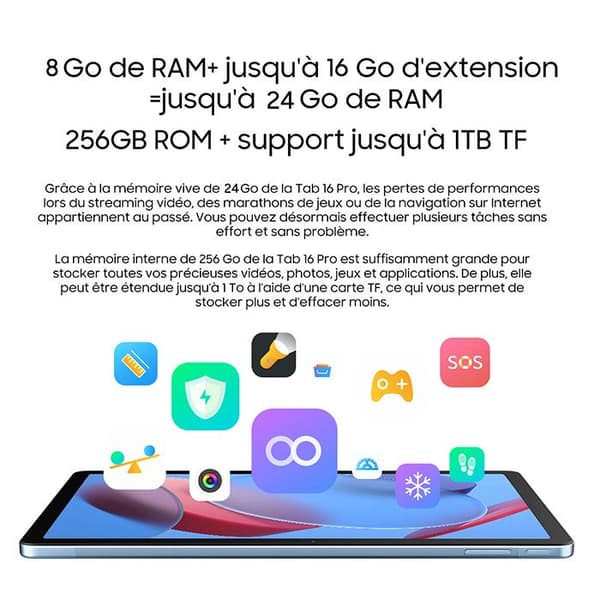 Blackview Tab 16 Pro Touch Tablet 10,95" 16GB+256GB-SD 1TB 7700mAh 13MP+8MP Android 14 Dual SIM Lila Med Airbuds 8 Svart