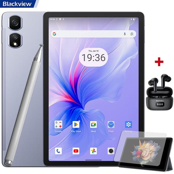 Blackview Tab 16 Pro Touch Tablet 10,95" 16GB+256GB-SD 1TB 7700mAh 13MP+8MP Android 14 Dual SIM Lila Med Airbuds 8 Svart