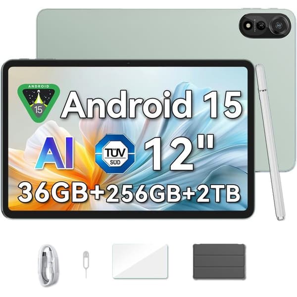 Blackview x Gemini AI 2.0 MEGA 2 WiFi Tablå 12" 90Hz, RAM 36 Go ROM 256 Go/SD 2 To, Android 15 WiFi 6, 9000mAh PC 2.0 - Grön