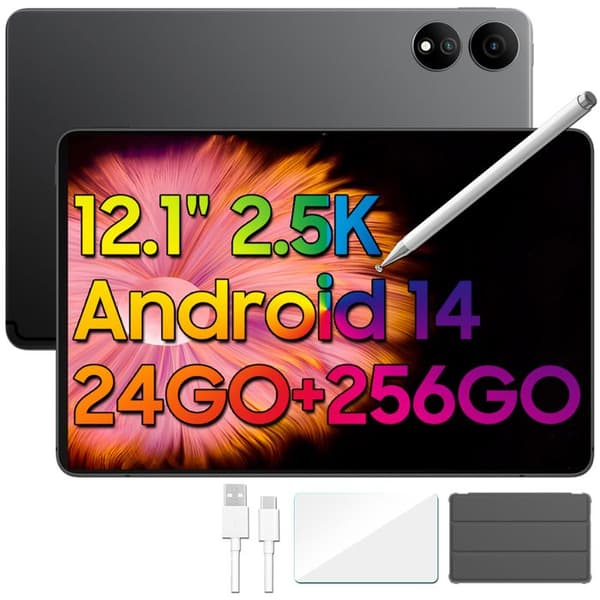 Oscal ELITE1 Touch Tablet 12,1" 2,5K 600Nits Android 14 RAM 24GB ROM 256GB-SD 1TB 8800mAh (33W) PC Mode WPS Free Stylus - Svart