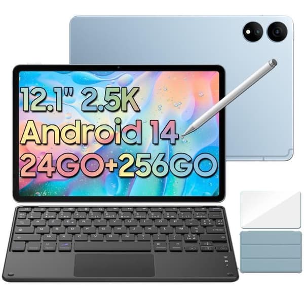 Oscal ELITE1 Touch Tablet 12" Android 14 RAM 24GB ROM 256GB-SD 1TB 8800mAh (33W) PC-läge WPS Free Stylus Blå Med K1-tangentbord