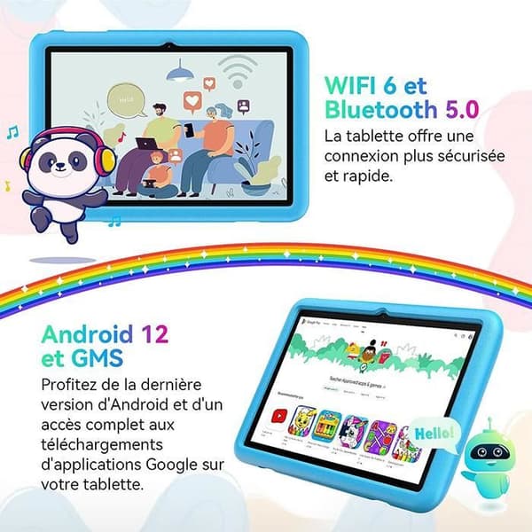 Blackview Tab 8 Kids Kids Tablet Android 12 10,1 tum HD+ Wifi Educational Tablet 7GB+128GB/SD 1TB 13MP+8MP 6580mAh - Blå