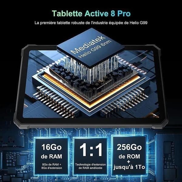 Blackview Active 8 Pro Unbreakable Tablet 10,36" 2,4K FHD+ 16GB+256GB(SD 1TB) 22000mAh(33W) G99 48MP+16MP Android 13 Black + Stylus