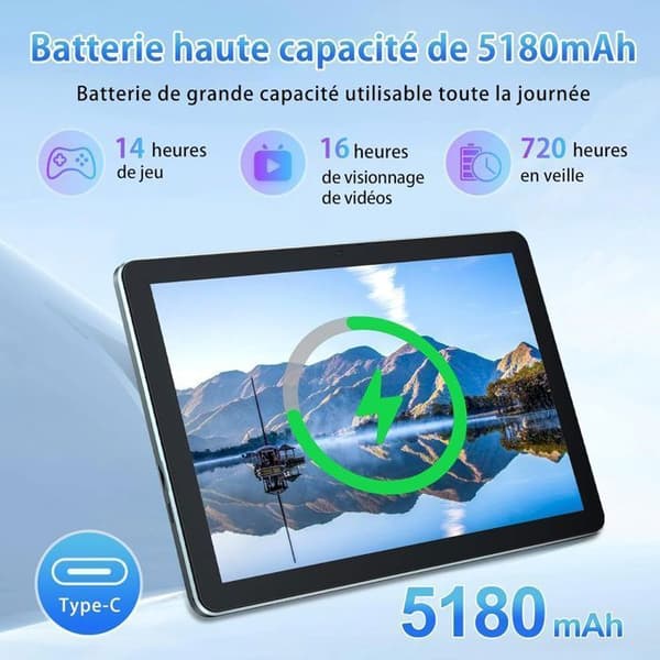 Oscal Pad 50 WiFi Touch Tablet 10,1 tum HD+ IPS Android 13 2,4G+5G WiFi 6, RAM 6 GB ROM 64 GB-SD 1 TB 5100mAh - Grå