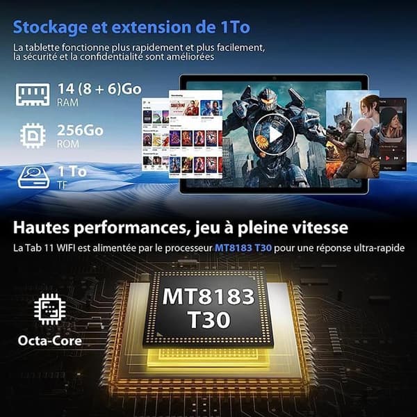 BLACKVIEW Tab 11 Wifi 10,36 tum Touch Tablet 14GB RAM 256GB ROM Android 12 - Grå