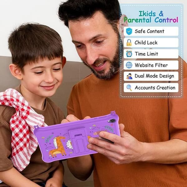 BLACKVIEW Tab 50 barnsurfplatta 8" HD 6GB+64GB-SD 1TB 5580mAh Wifi Android 13 Parental Control Ögonskydd - Lila