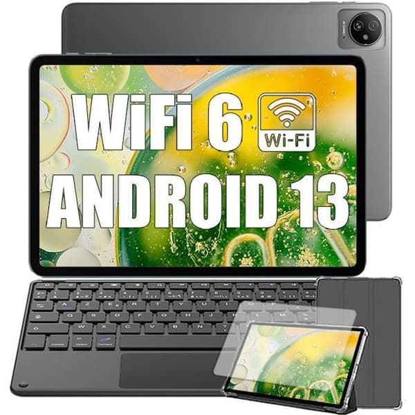 Blackview Tab 30 WiFi Touch Tablet 10,1" HD+ IPS Android 13GB WiFi 6, RAM 6GB ROM 64GB-SD 128TB 5100mAh Grå Med K1-tangentbord