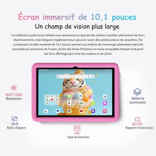 BLACKVIEW Tab 80 barnsurfplatta 10,1" HD 12GB+64GB-SD 1TB 6050mAh Android 14 Face ID, Dual SIM 4G, 5G Wifi Widevine L1 Blue
