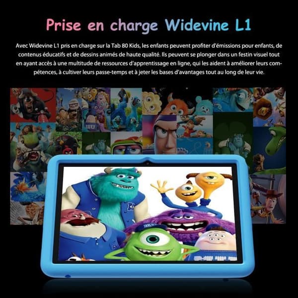 BLACKVIEW Tab 80 barnsurfplatta 10,1" HD 12GB+64GB-SD 1TB 6050mAh Android 14 Face ID, Dual SIM 4G, 5G Wifi Widevine L1 Blue