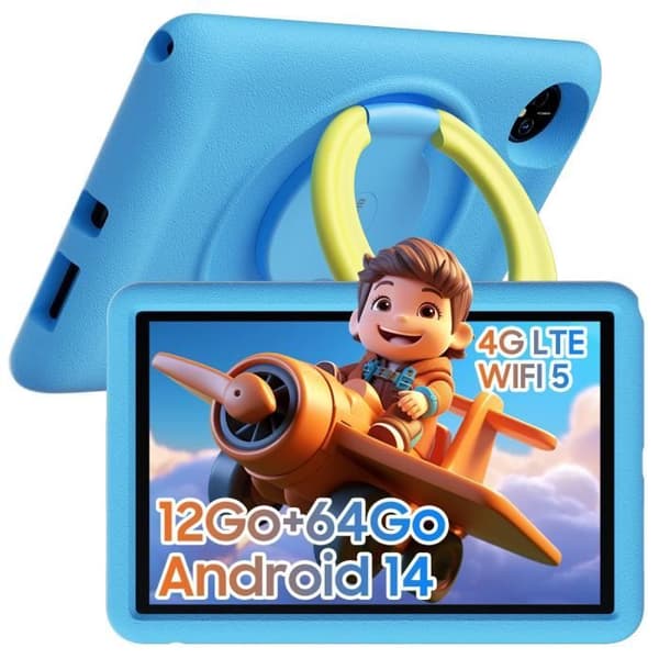 BLACKVIEW Tab 80 barnsurfplatta 10,1" HD 12GB+64GB-SD 1TB 6050mAh Android 14 Face ID, Dual SIM 4G, 5G Wifi Widevine L1 Blue