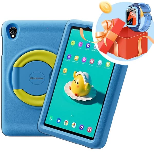 Blackview Tab A5 Barn Tablet Touchscreen för Barn Android 14 8" HD+, 9 + 64Go /SD 1TB 5100mAh Blå Med Barnklocka Z20 Blå