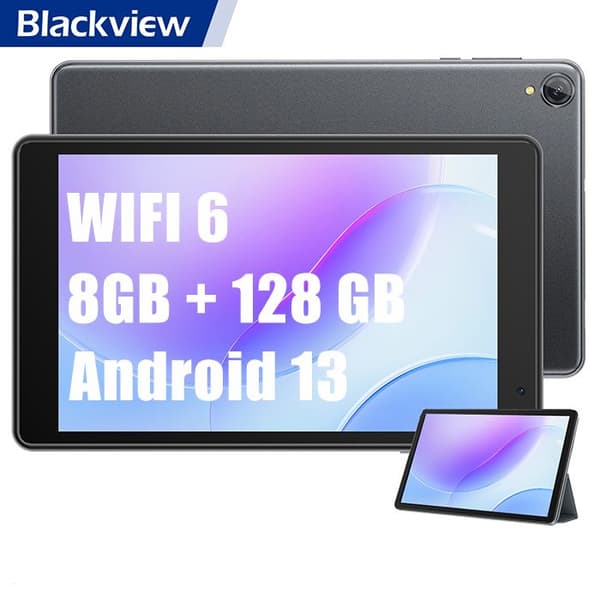 Blackview Tab 50 WiFi Touch Tablet 8 tum HD 8GB+128GB-SD 1TB 5580mAh WiFi 6 Android 13 Tablet PC - Grå