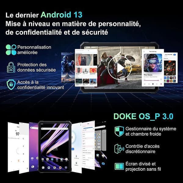 Blackview Active 8 Pro splittrad surfplatta 10,36" 2,4K FHD+ 16GB+256GB 22000mAh(33W) G99 48MP+16MP Android 13 Svart med K1-tangentbord