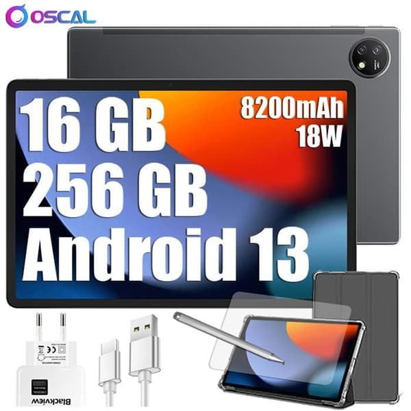 Taktile Surfplatta - Oscal - Pad 16 - Android 13 - 10,51" - 256Go + 1To SD - 5G - Grå