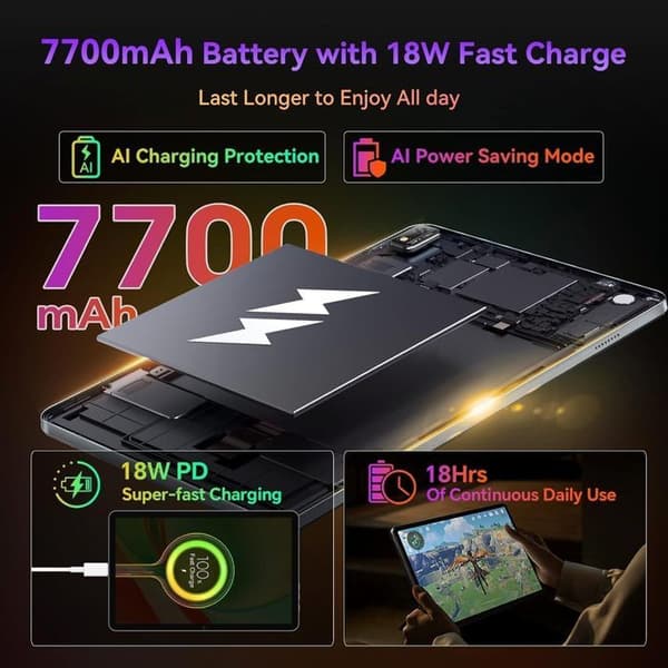 BLACKVIEW Tab 16 Pro 10,95" Touch Tablet 24GB+256GB-SD 1TB 7700mAh 13MP+8MP Android 14 Snabbladdning-Dual SIM PC-läge - Blå