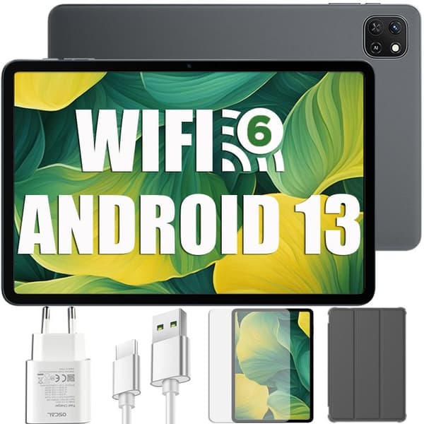Oscal Pad 50 WiFi Touch Tablet 10,1 tum HD+ IPS Android 13 2,4G+5G WiFi 6, RAM 6GB ROM 64GB/SD 1TB 5100mAh - Grå
