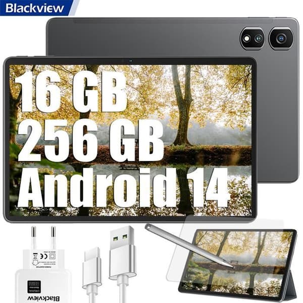 BLACKVIEW Tab 16 Pro 10,95" Touch Tablet 24GB+256GB-SD 1TB 7700mAh 13MP+8MP Android 14 Snabbladdning-Dual SIM PC Mode- Grå