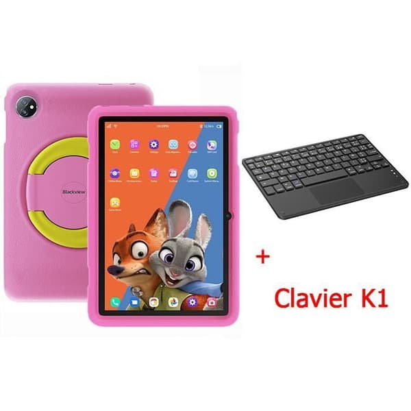 Blackview Tab 8 Kids Pekskärmsplatta för barn 10,1" WiFi 6 Android 12 7GB+128GB-SD 1TB 8MP+5MP 6580mAh Rosa med tangentbord K1