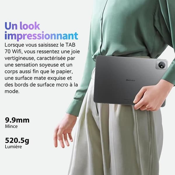 Blackview Tab 70 WiFi Touchscreen Tablet 10.1 tum HD+ IPS Android 13 2.4G+5G WiFi 6, RAM 8 GB ROM 64 GB-SD 1 TB 6580mAh - Blå