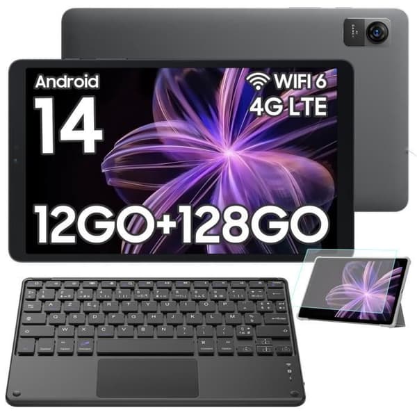 Oscal Pad 5 Touch Tablet 8,68" Android 14 WiFi 6 RAM 12 GB ROM 128 GB-SD 1 TB 6050mAh Dual SIM Widevine L1 Grå Med K1-tangentbord