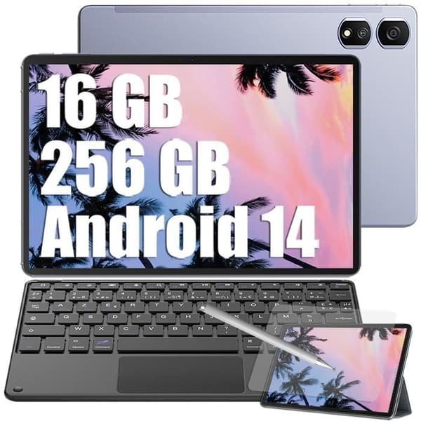 Blackview Tab 16 Pro Touch Tablet 10,95" 24GB+256GB-SD 1TB 7700mAh 13MP+8MP Android 14 Dual SIM-PC Lila läge med K1-tangentbord