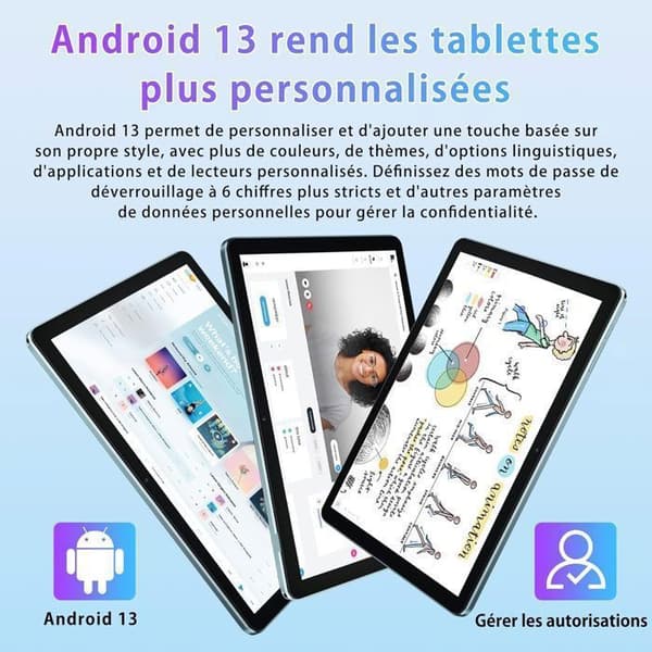 Oscal Pad 50 WiFi Touch Tablet 10,1 tum HD+ IPS Android 13 2,4G+5G WiFi 6, RAM 6GB ROM 64GB/SD 1TB 5100mAh - Blå