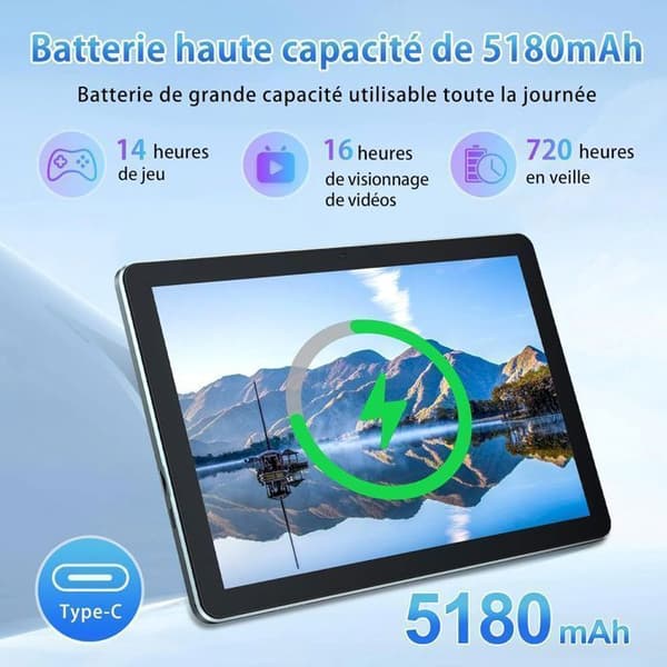 Oscal Pad 50 WiFi Touch Tablet 10,1 tum HD+ IPS Android 13 2,4G+5G WiFi 6, RAM 6GB ROM 64GB/SD 1TB 5100mAh - Blå