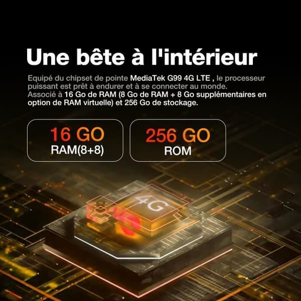 AGM PAD P2 Active Unbreakable Android 14 Tablet (2024), Touch Tablet med fodral, 360° roterande stativ, Axelrem, 16 + 256 G