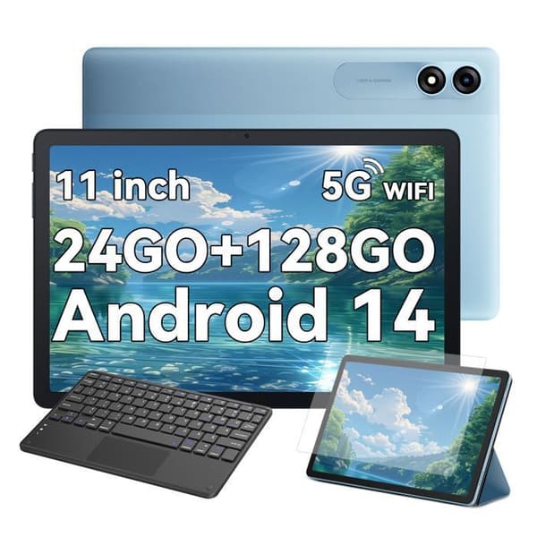 Blackview Tab 90 Touch Tablet 10,92" 1080P FHD Android 14 RAM 24GB ROM 128GB/SD 1TB 8200mAh (10W) Dual SIM Blå Med K1-tangentbord