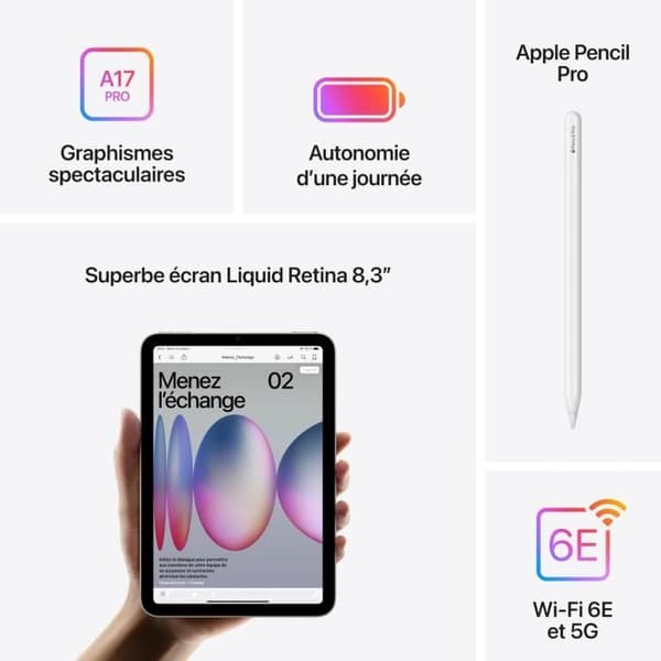 APPLE iPad mini (2024) - 8,3'' - WiFi + mobil - 256 GB - Blå