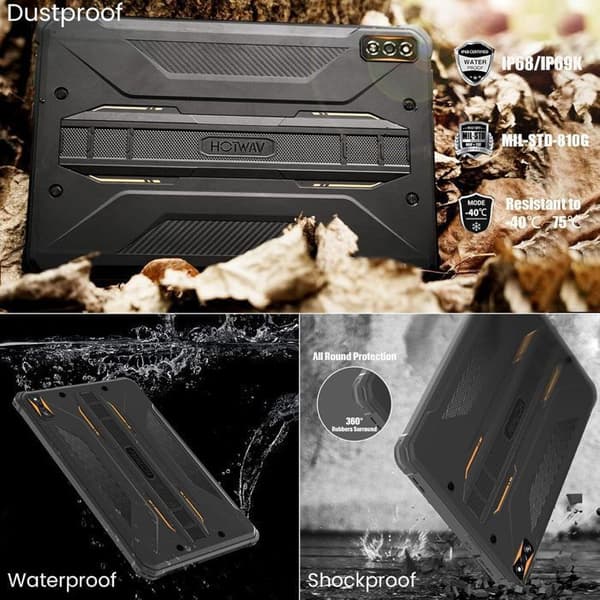 Okrossbar surfplatta - HOTWAV R5 - Android 12 - 15600mAh - 4GB+64GB 16MP+16MP Dual SIM 4G Ip68 Vattentät - Grå