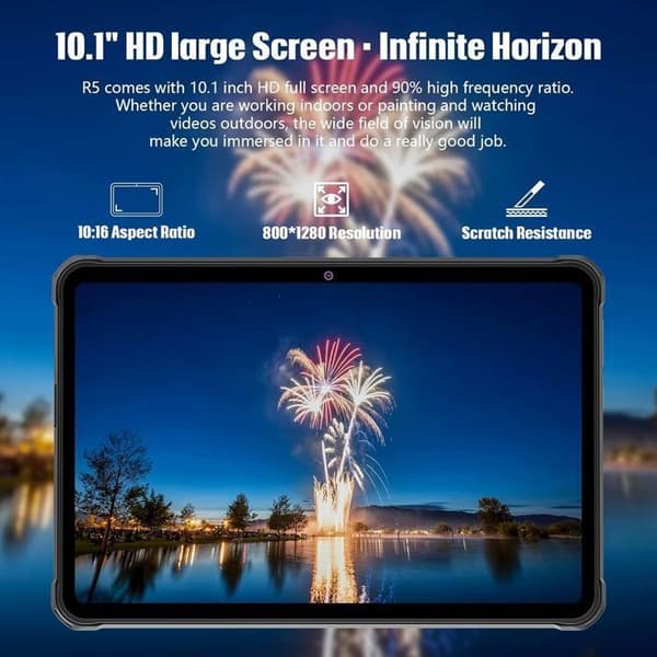 Okrossbar surfplatta - HOTWAV R5 - Android 12 - 15600mAh - 4GB+64GB 16MP+16MP Dual SIM 4G Ip68 Vattentät - Grå