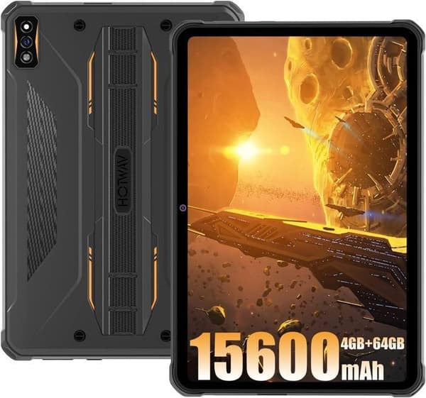 Okrossbar surfplatta - HOTWAV R5 - Android 12 - 15600mAh - 4GB+64GB 16MP+16MP Dual SIM 4G Ip68 Vattentät - Orange