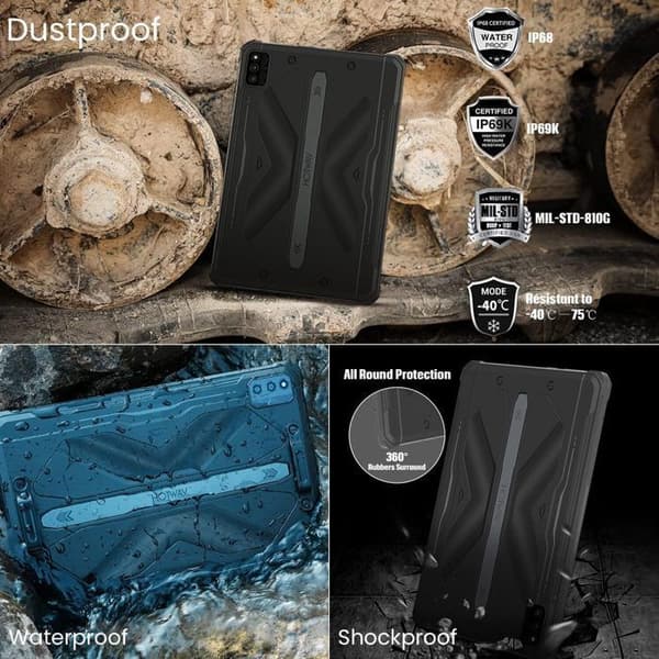 Okrossbar surfplatta - HOTWAV R6 Pro - Android 12 - 15600mAh - 8GB+128GB 16MP Dual SIM 4G Ip68 Vattentät