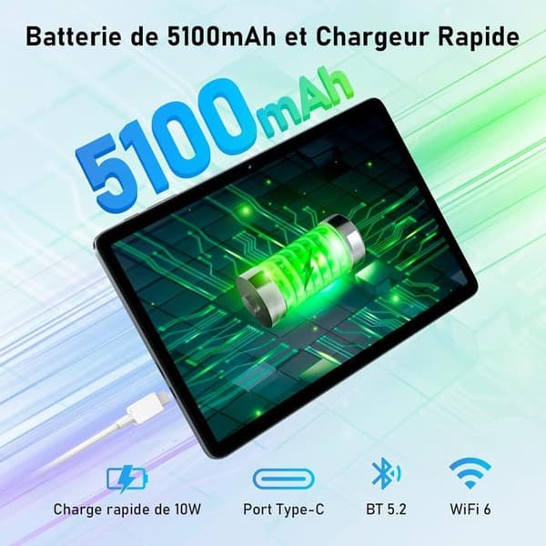 Blackview Tab 60 WiFi Tablet 10,1" HD+ IPS Android 14 WiFi 6, Bluetooth 5.3, 12GB+128GB/SD 1TB WPS PC Mode Blå Med K1-tangentbord