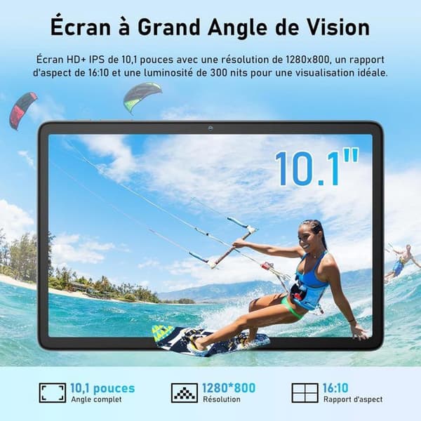 Blackview Tab 60 WiFi Tablet 10,1" HD+ IPS Android 14 WiFi 6, Bluetooth 5.3, 12GB+128GB/SD 1TB WPS PC Mode Blå Med K1-tangentbord