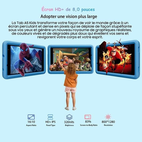 Blackview Tab A5 Kids Touch Tablet för barn Android 14 8" HD+, 9 + 64GB / SD 1TB 5100mAh Educational, Parental Control - Blue