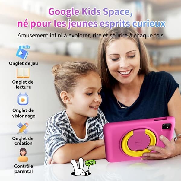 Blackview Tab A6 barnsurfplatta Android 14 10,1" HD+, 12GB + 128GB /SD 1TB 5100mAh Utbildning, föräldrakontroll - rosa