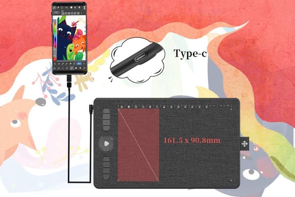 GAOMON M1230 Tablet, 8192 Niveaus Trykfølsomhed, 12-tommer Arbejdsområde,sort