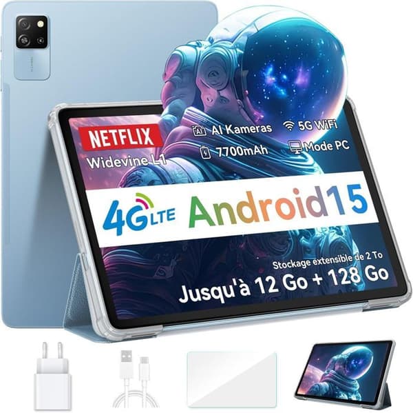Blackview Tab 60 Pro Touch Tablet 10,1" HD+ IPS Android 14,12GB+128GB/SD 1TB, 5100mAh (10W) Wifi 5, Dual SIM PC Mode - Blå