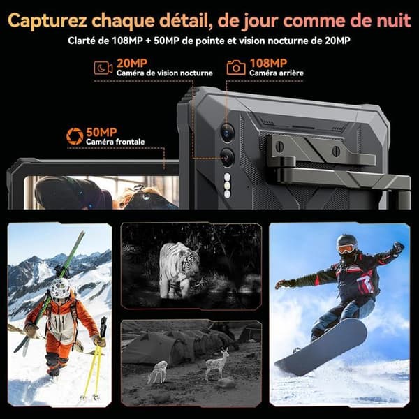 Blackview Active 10 Pro Touchsurfplatta 11" Android 14,50MP+20MP, 36+256Go/SD 2To, 30000mAh(55W) Orange Med W60 Klocka Svart