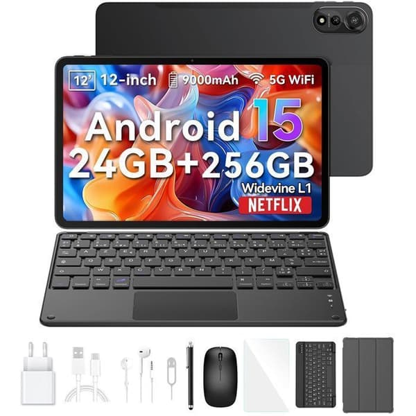 Blackview MEGA2 Pekskärm 11.97" Android 15 2.4G+5G Wifi, RAM 24 GB ROM 256 GB/SD 2 TB 9000mAh Surfplatta Dual Sim - Grå