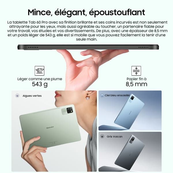 Blackview Tab 60 Pro Pekskärm 10.1" HD+ IPS Android 14,12Go+128Go/SD 1 To,5100mAh(10W) Wifi 5 Grå med K1 Tangentbord