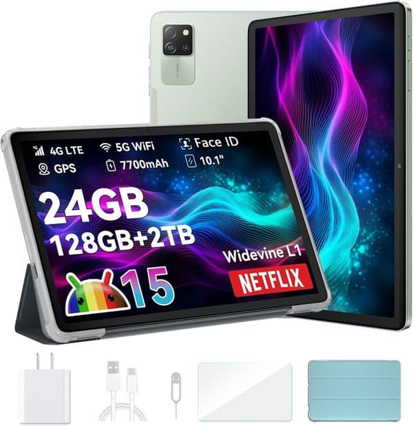 Blackview Tab 60 Pro Pekskärm 10.1" HD+ IPS Android 14,24Go+128Go/SD 1 To,5100mAh(10W) Wifi 5, Datorläge Dual SIM - Grön