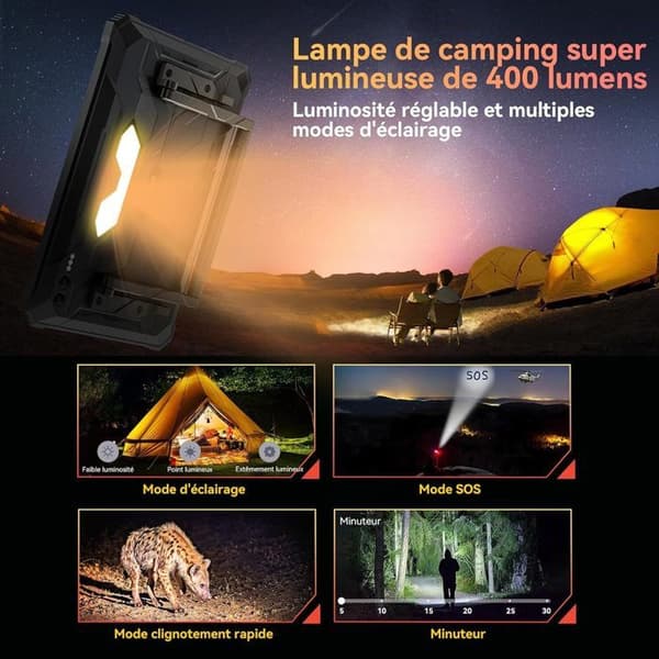 Blackview Active 10 Pro Tablet 11" 90Hz, Android 14, 50MP+20MP, 36+512Go/SD 2To, 30000mAh(55W), Foto IA 400 lumen - Svart