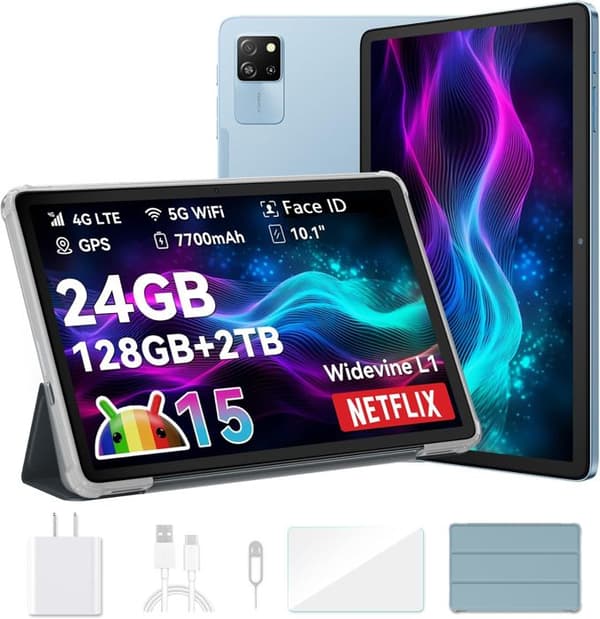 Blackview Tab 60 Pro Pekskärm 10.1" HD+ IPS Android 14,24Go+128Go/SD 1 To,5100mAh(10W) Wifi 5, PC-läge Dual SIM - Blå