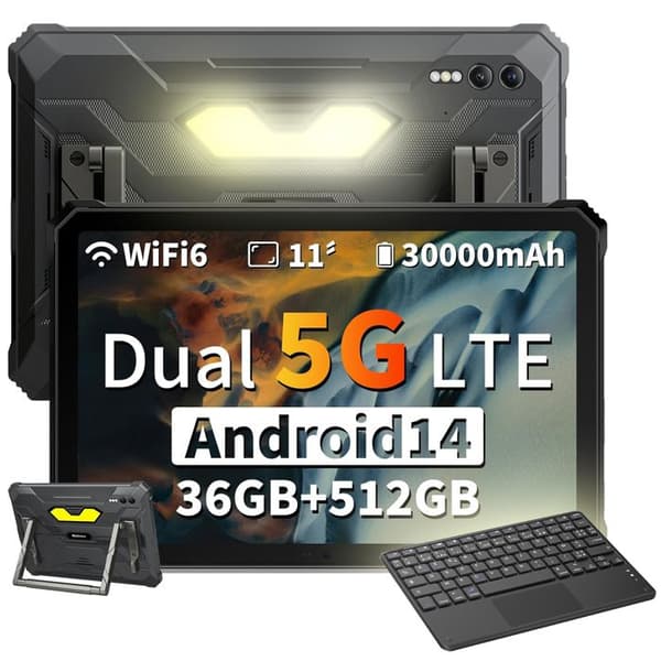 Blackview Active 10 Pro Touchscreen 11" 90Hz, Android 14, 50MP+20MP, 36+512Go/SD 2To, 30000mAh(55W) Svart Med K1 Tangentbord