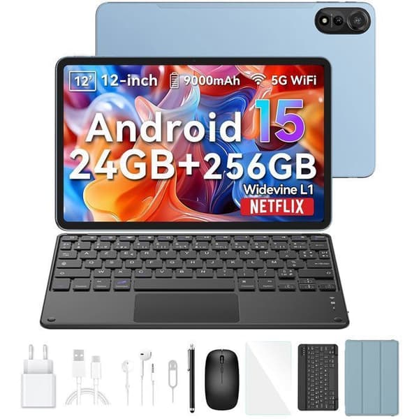 Blackview MEGA2 Touchskärm 11.97" Android 15 2.4G+5G Wifi, RAM 24 GB ROM 256 GB/SD 2 TB 9000mAh Datorplatta Dual Sim - Blå