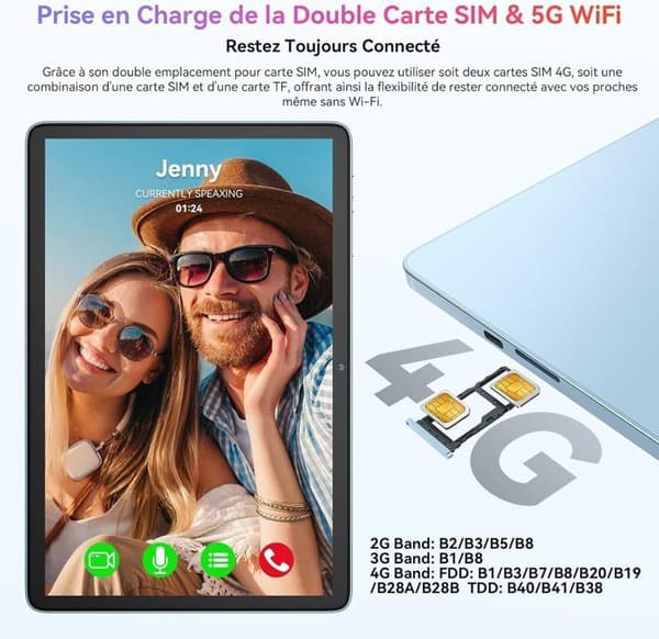 Blackview Tab 60 Pro Pekskärm 10.1" HD+ IPS Android 14,24Go+128Go/SD 1 To,5100mAh(10W) Wifi 5 Grå Med K1 Tangentbord