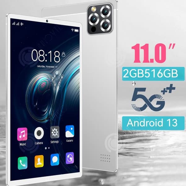 INN Tablet 11 tum Android 7 3G LTE 2GB RAM 16GB ROM Kamera 2MP+5MP IPS-skärm 1280x800 15000mAh Octa-core Silver Tac Tablet